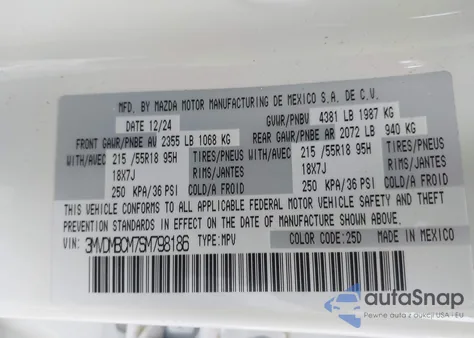 2025 Mazda Cx-30 2.5 S Preferred Package z USA, uszkodzony, nr VIN 3MVDMBCM7SM798186